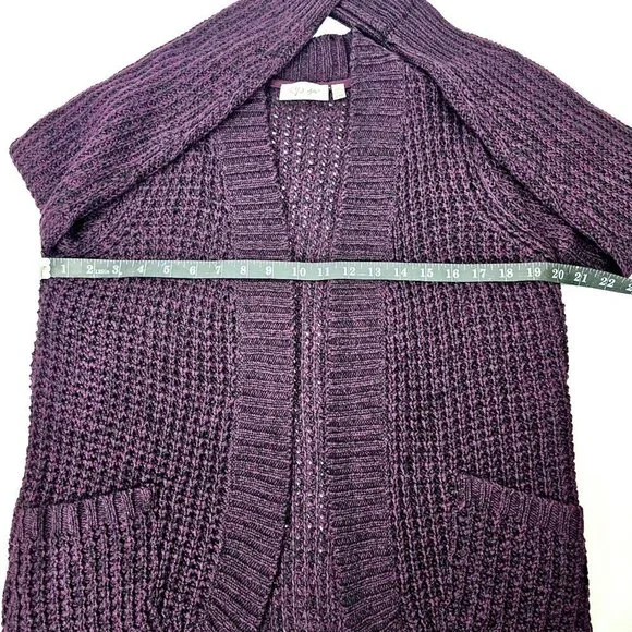 RD Style Women's Purple Open Knit Long Sleeve Cardigan With Pockets Size XSP - Picture 12 of 15